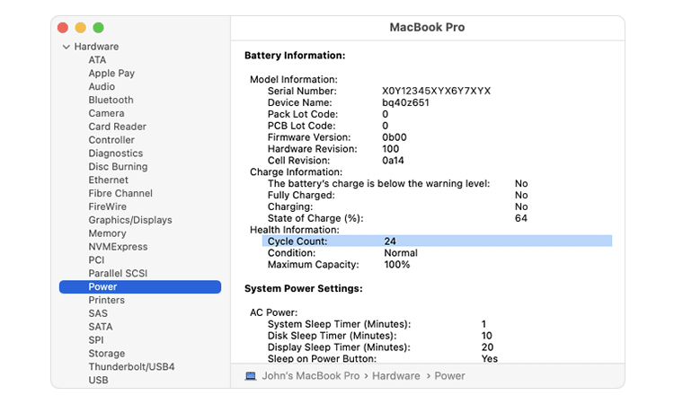 تست سلامت باتری در لپتاپهای مکبوک (macOS)